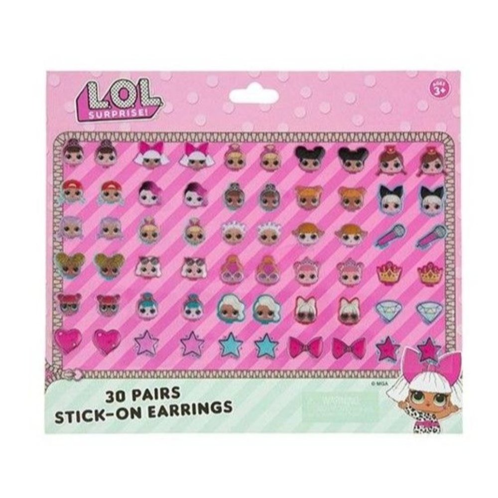 LOL Surprise Stick On Earrings 30 Pairs of Stick On Earrings LOL Surprise Sticke